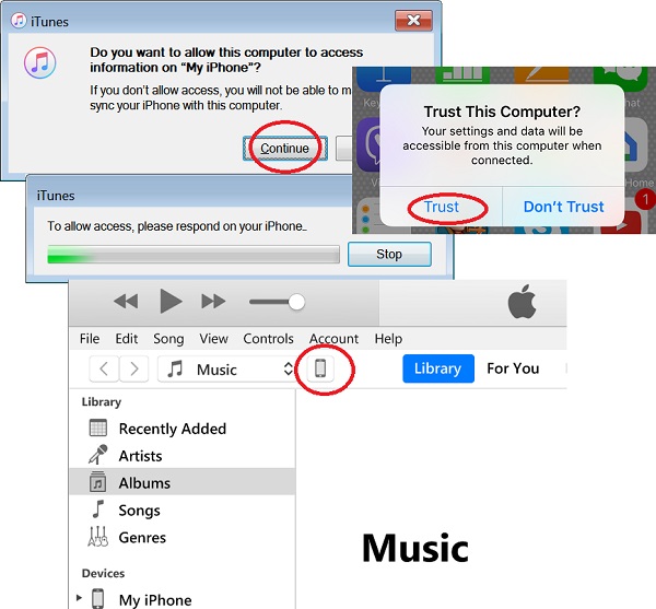 Connect iPhone to iTunes via USB
