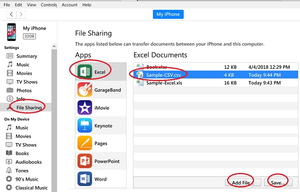 Manage iPhone Excel Files with iTunes
