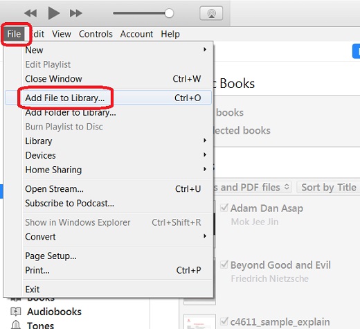 Add Books to iTunes Local Library