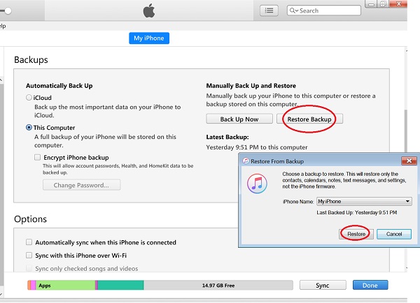 Restore iPhone Backups from iTunes
