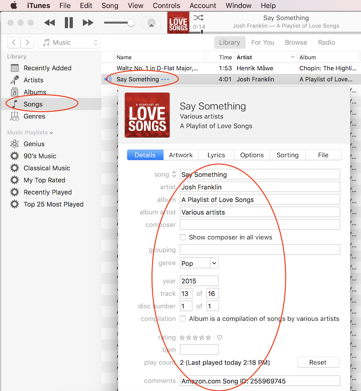 View and Edit Music File Properties with iTunes on Mac