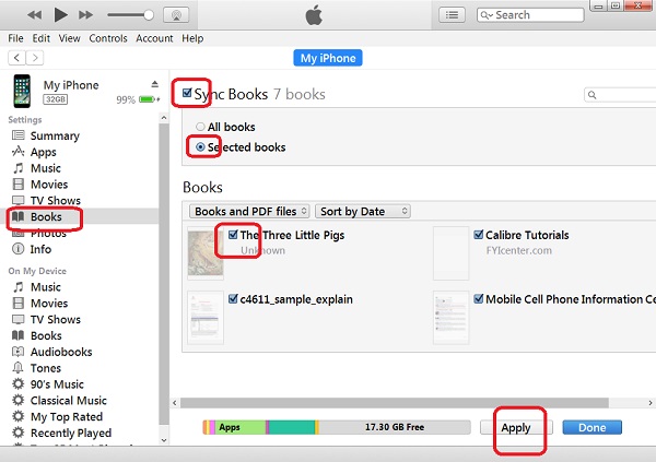 Sync Books in iTunes with iPhone