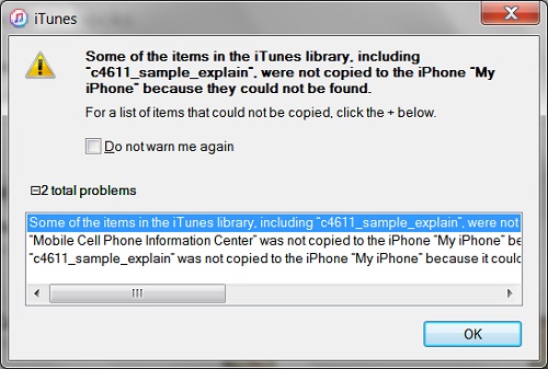 iTunes Sync Error: Book not Found