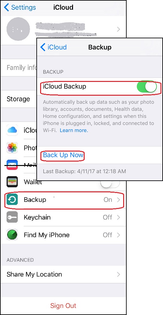 Backup iPhone Settings and Data to iCloud