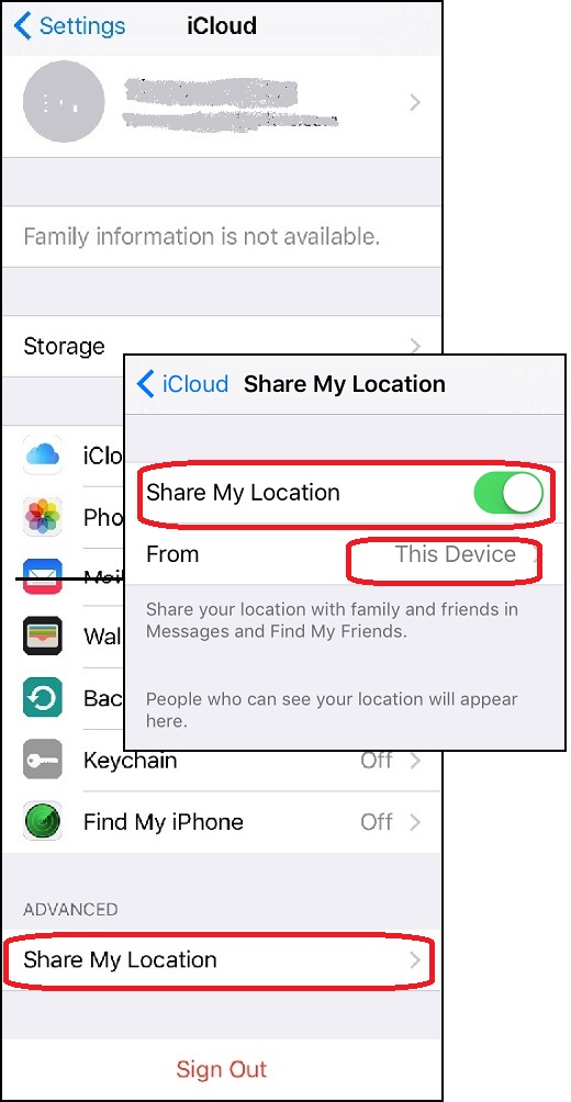 Share My Location from iPhone