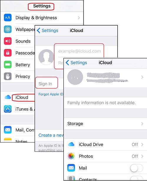 Sign in to iCloud with iPhone