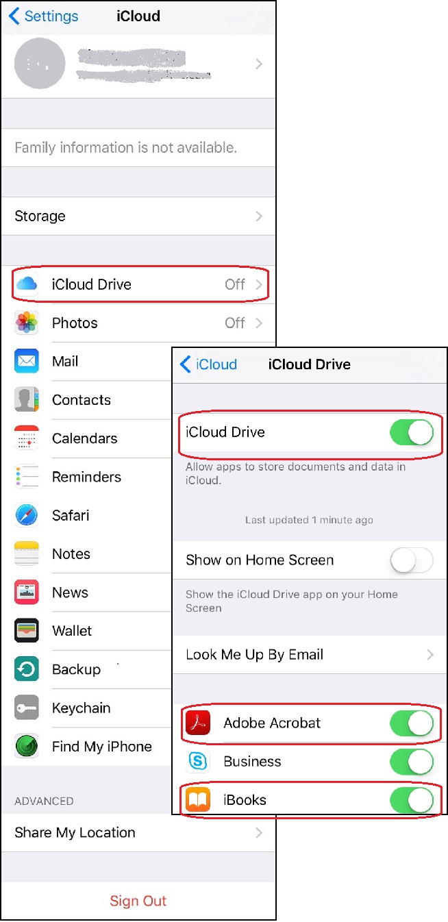 Turn on iCloud Drive on iPhone
