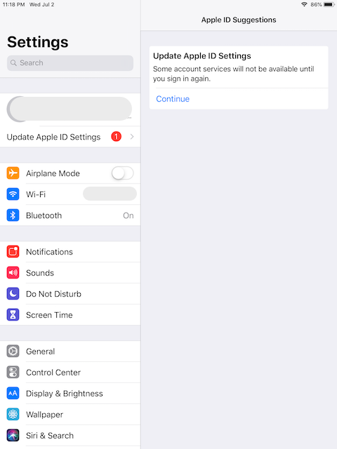 Updating Apple ID Settings after iOS Upgrade