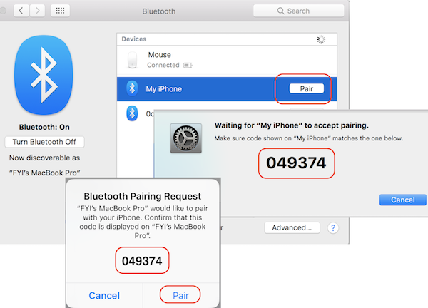 Create Bluetooth Connection from macOS to iPhone