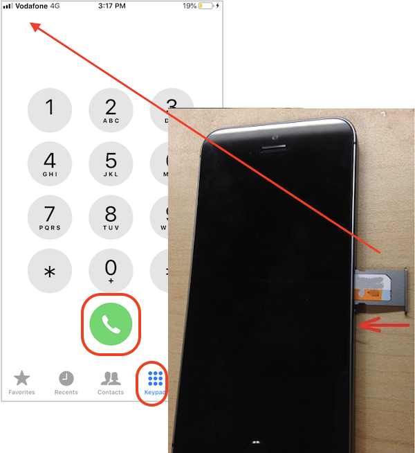 Numeric Keypad of Phone App on iPhone