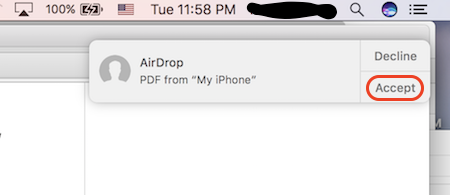 Receive AirDrop PDF File on macOS