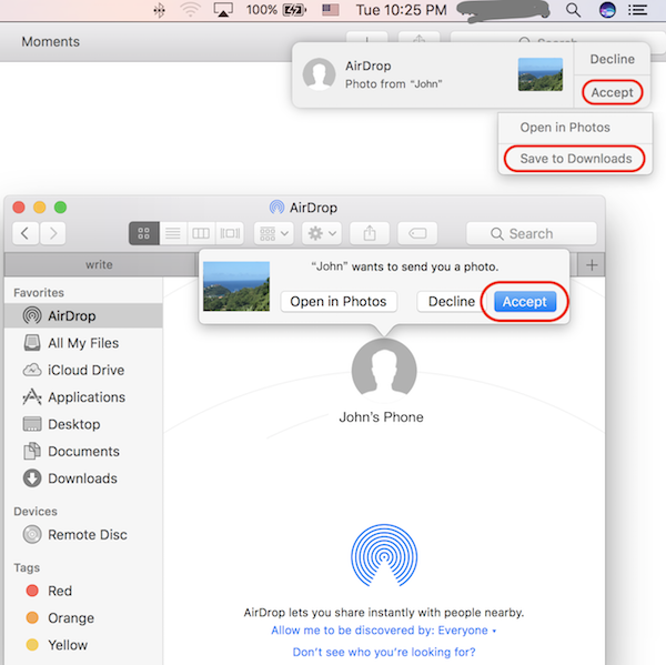 Receive AirDrop Photo/Video on macOS