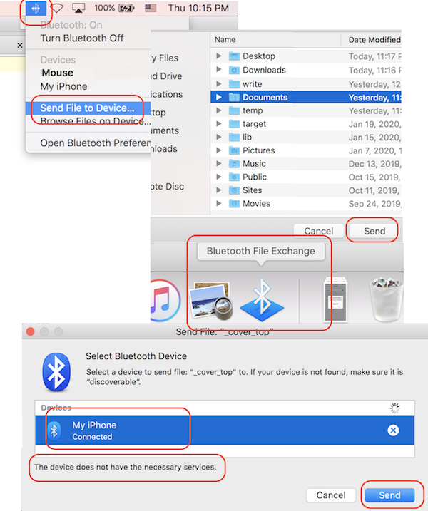 Send File over Bluetooth Connection from macOS to iPhone
