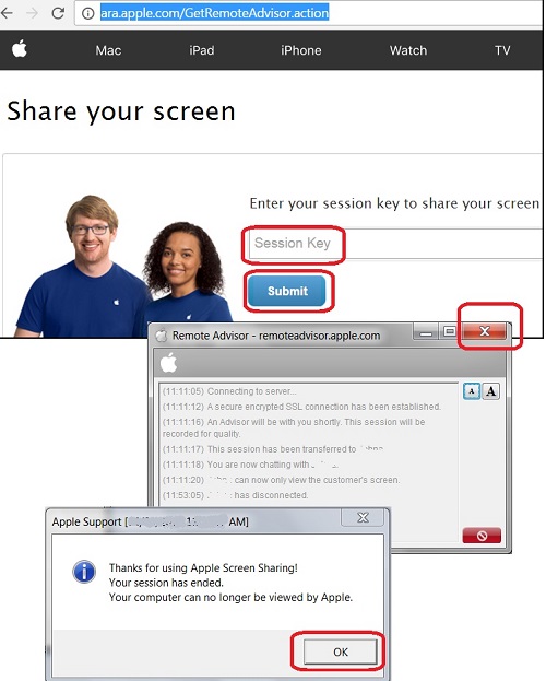 Chat and Screen Sharing with Apple Support