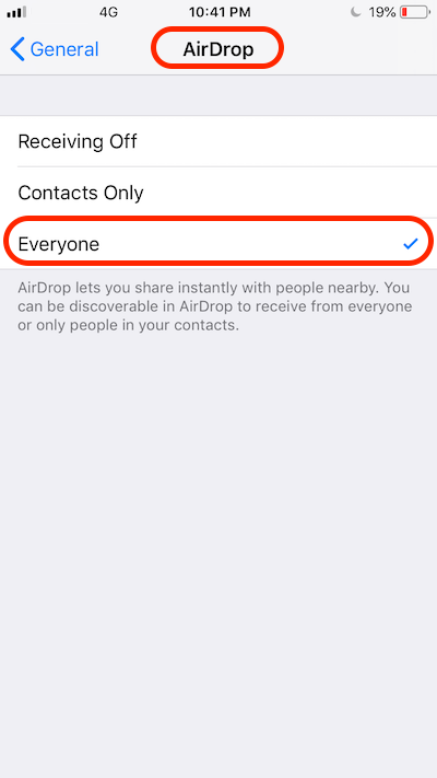 Turn On/Off AirDrop on iPhone