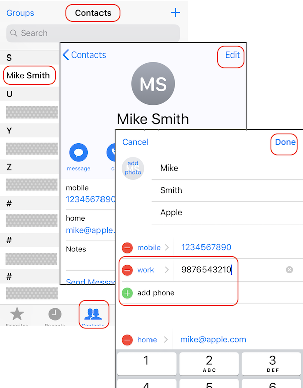 Update Phone Contacts on iPhone