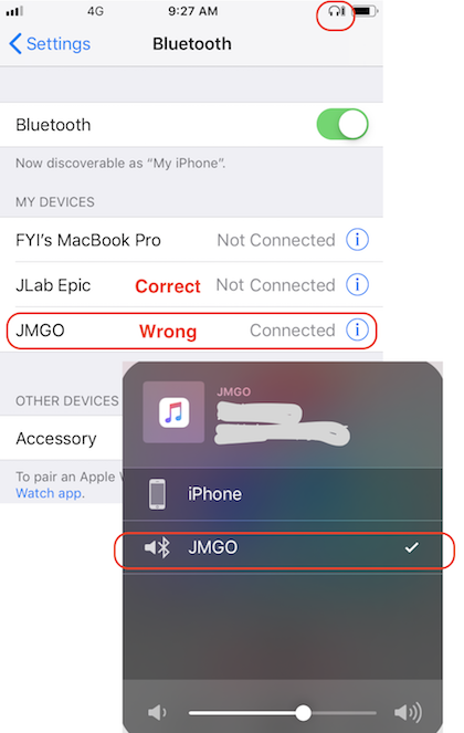 Connected to Wrong Bluetooth Device from iPhone