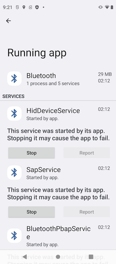 Background Services Created by Android Bluetooth