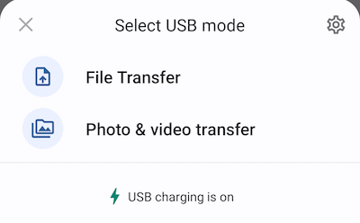 USB Connection Mode Selection on Phone