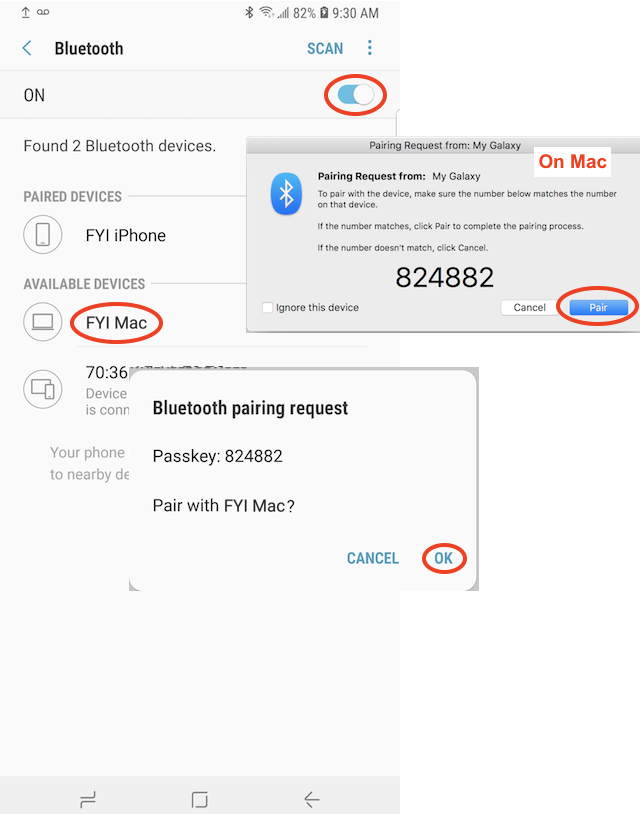 Create Bluetooth Connection from Samsung Galaxy to Mac