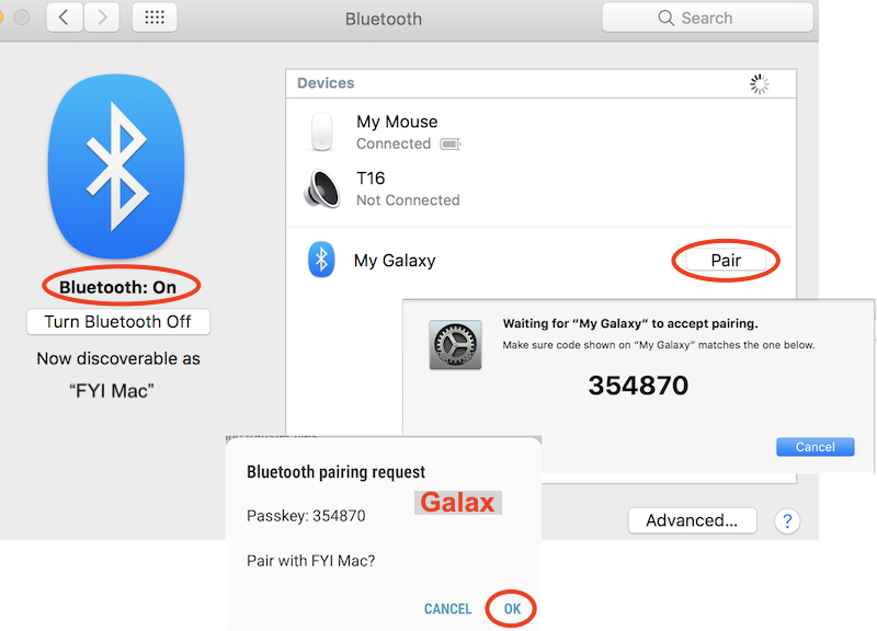 Create Bluetooth Connection from Mac to Samsung Galaxy