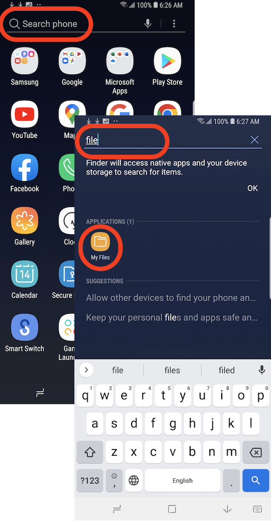 Search for an App on Samsung Galaxy