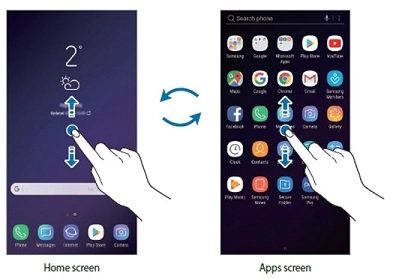 Switch between Home Screen and Apps Screen