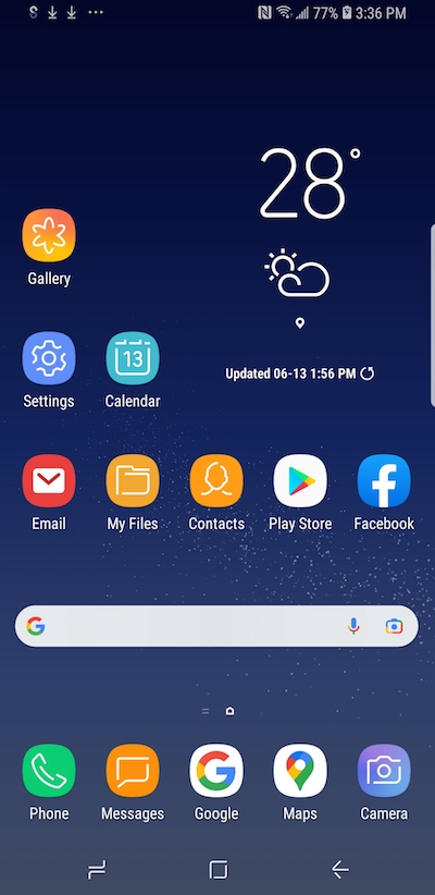 Home Screen on Samsung Galaxy Phone