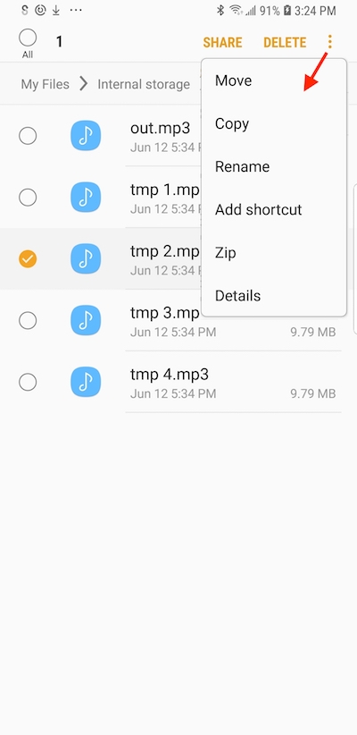 'My Files' Functionalities in Selection Mode