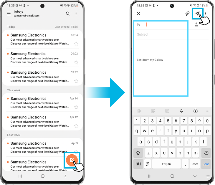 Samsung 'Email' - Compose and Send Message