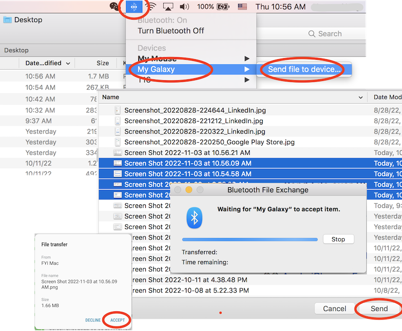 Send Files over Bluetooth Connection from Mac to Galaxy