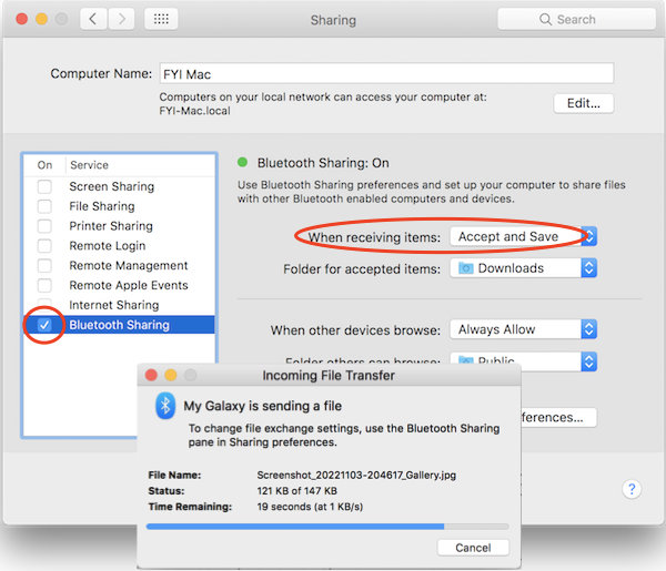 Turn on Bluetooth Sharing on Mac to Receive Files