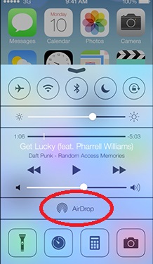 AirDrop on iPhone Control Panel
