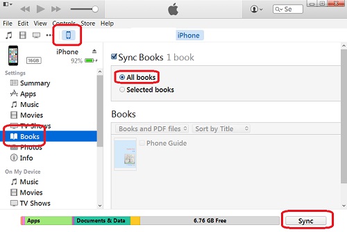 Transfer PDF to iPhone from iTunes