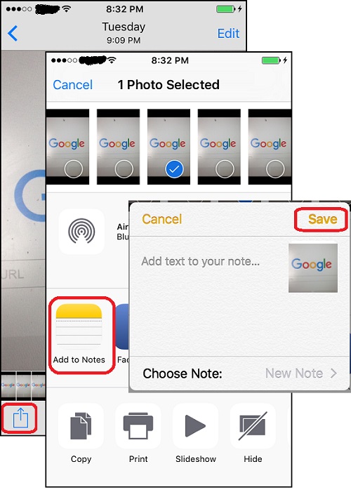 Duplicating Photos with iPhone Photos App and Notes App