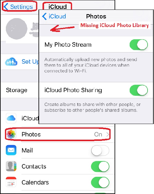 Missing iCloud Photo Library Function on iPhone