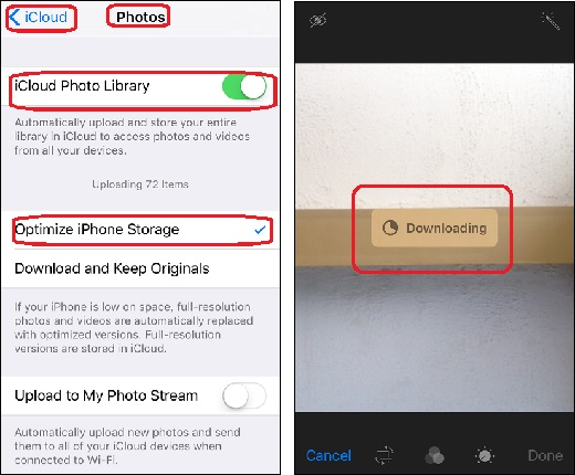 Optimize Storage of iPhone Photos Synchronized with iCloud