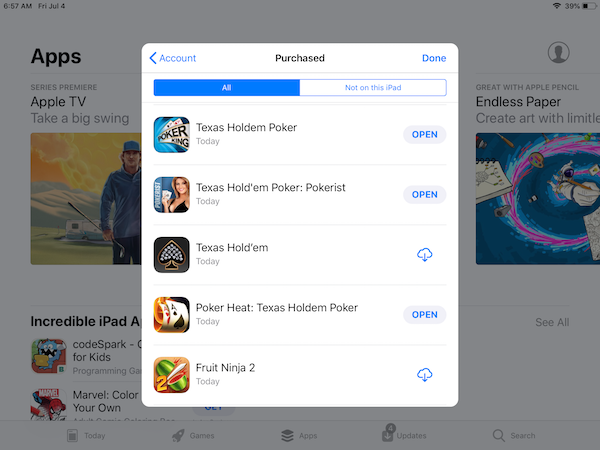List Purchased Apps in App Store